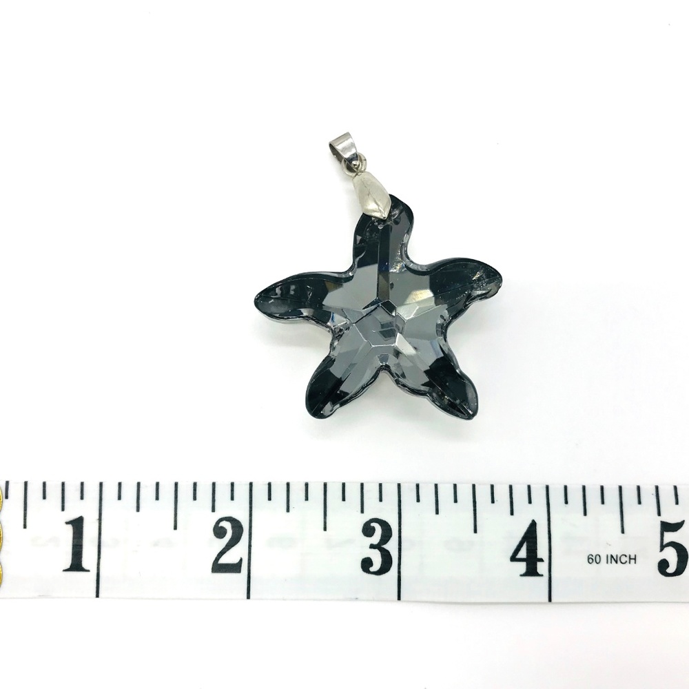 Starfish Necklace Pendant Smokey Grey Facet Cut - Picture 2 of 5
